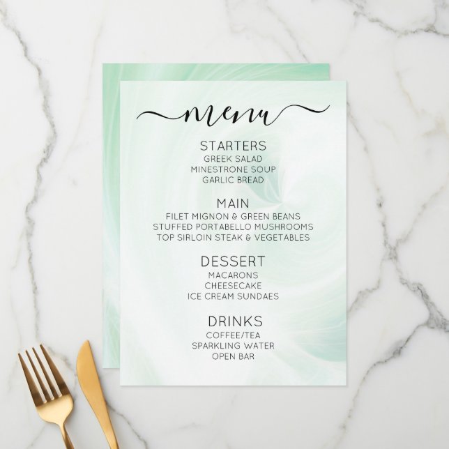 Create Your Own Custom White Light Swirls Menu (Front/Back In Situ)