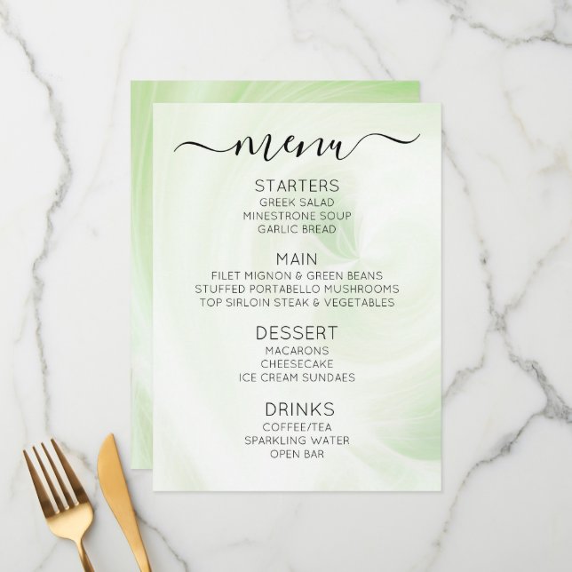 Create Your Own Custom White Light Swirls Menu (Front/Back In Situ)
