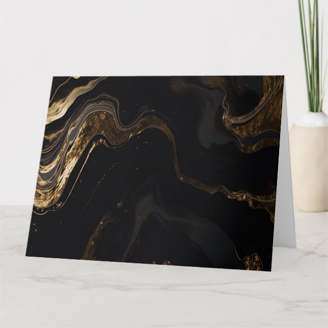 Create Your Own Customisable Abstract Black & Gold Card (Front)