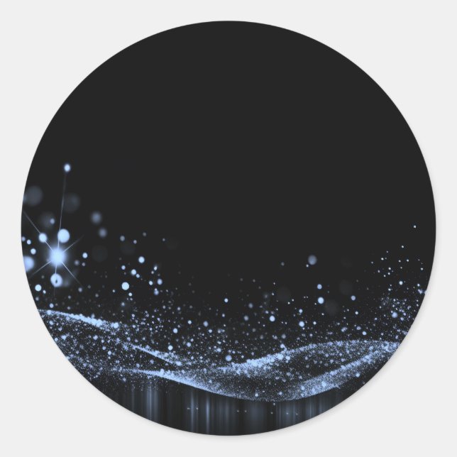 Create Your Own - Customisable Glitter Ribbon Blue Classic Round Sticker (Front)