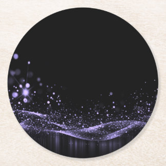 Create Your Own Customisable Glitter Ribbon Purple Round Paper Coaster