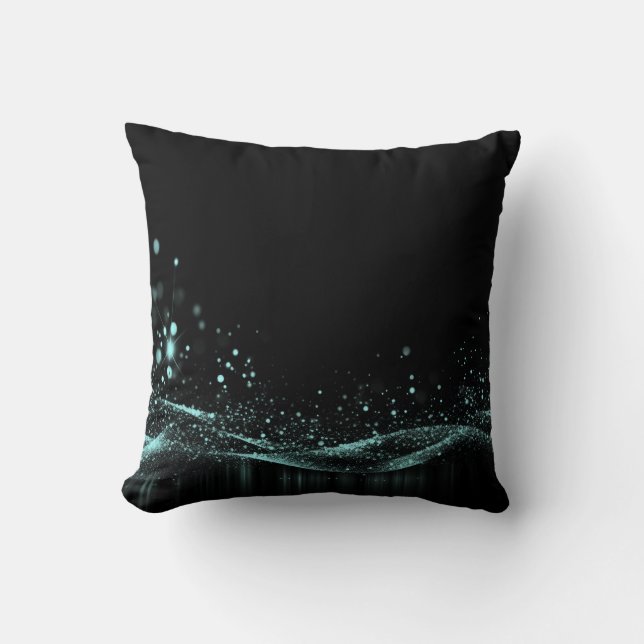 Create Your Own - Customisable Glitter Ribbon Teal Cushion (Front)