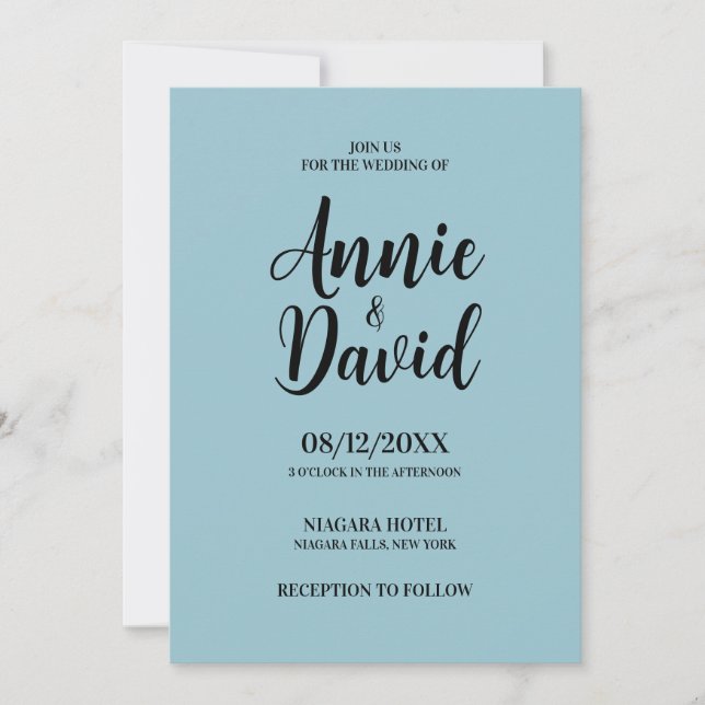 Create Your Own Customised Dusty Blue Wedding Invitation (Front)