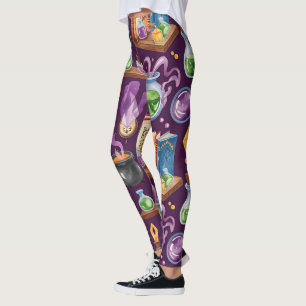 Create Your Own Cute Books Cauldrons Potion Purple Leggings