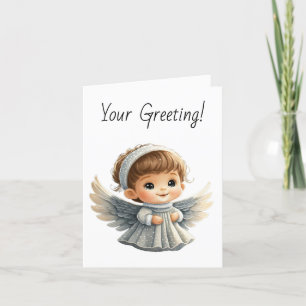 Create Your Own Cute Boy Christmas Angel Holiday Card