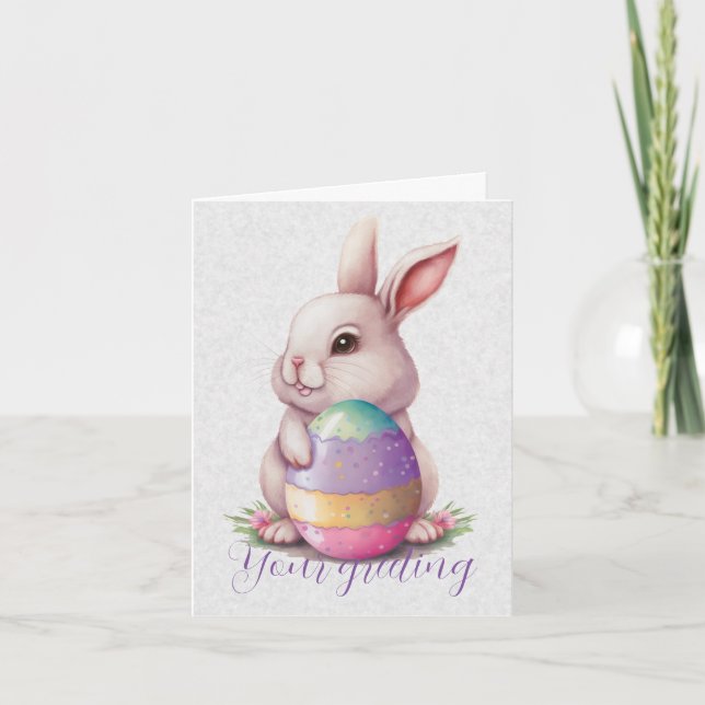 Create Your Own Cute Bunny & Colourful Egg Card (Front)