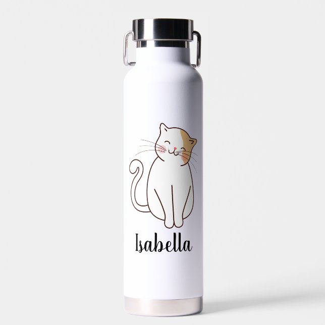 Create Your Own Cute Cat Name  Water Bottle (Front)