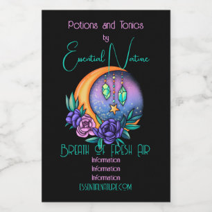 Create Your Own Cute Crystals, Moon & Roses Food Label
