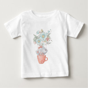 Create Your Own Cute Elephant Flower Balloon Baby T-Shirt