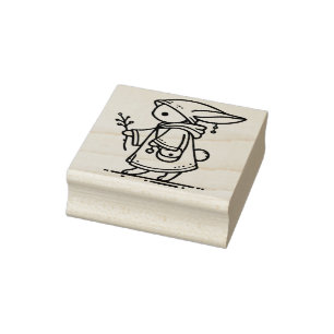 Create Your Own Cute Floral Bunny Adventurer Rubber Stamp