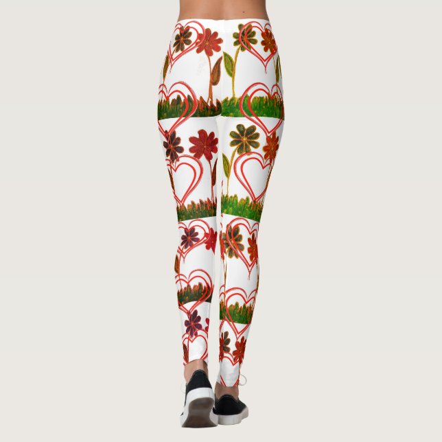 Create Your Own Cute Nice Lovely Floral Clothing Leggings (Back)