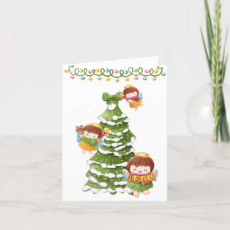 Create Your Own Cute Noel Angels Christmas Holiday Card