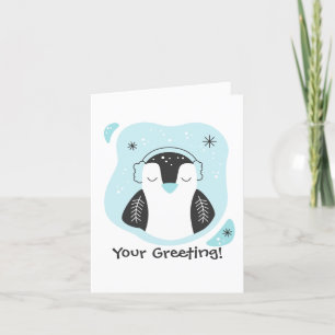Create Your Own Cute Penguin Blue Christmas Holiday Card