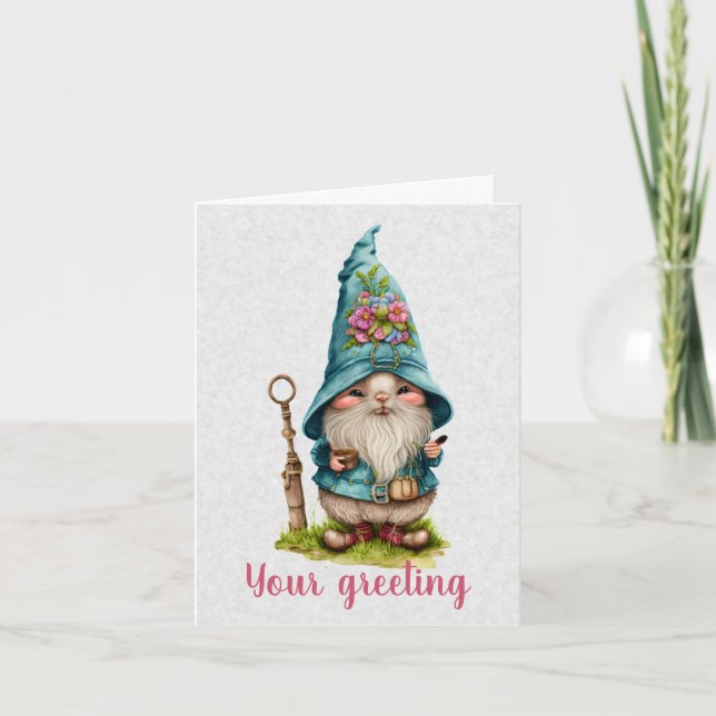 Create Your Own Cute Spring Gnome Card (Front)