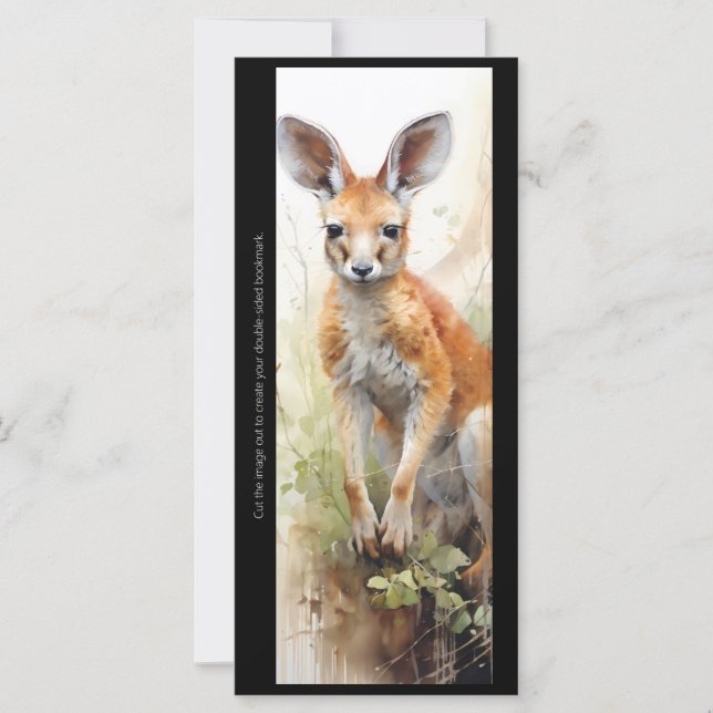 Create Your Own Cute Wild Kangaroo Bookmark Card (Front)