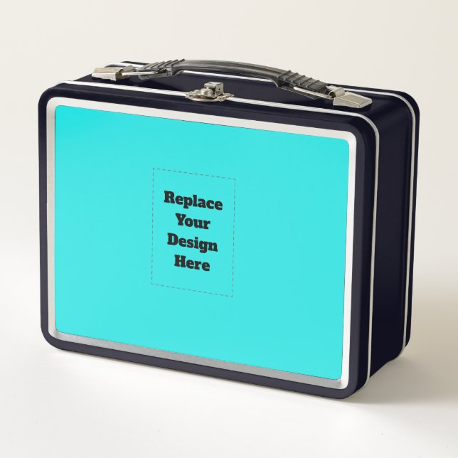 Create Your Own cyan Metal Lunch Box (Front)