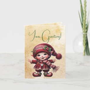Create Your Own Dancing Vintage Christmas Gnome Holiday Card