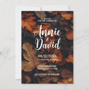 Create Your Own Dark Autumn Leaves Wedding Invitation