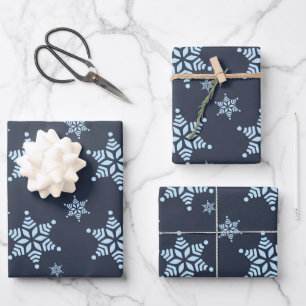 Create Your Own Dark Bold Snowflakes Pattern Wrapping Paper Sheet