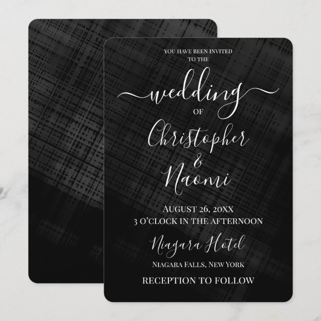 Create Your Own Dark Crosshatch Invitation (Front/Back)