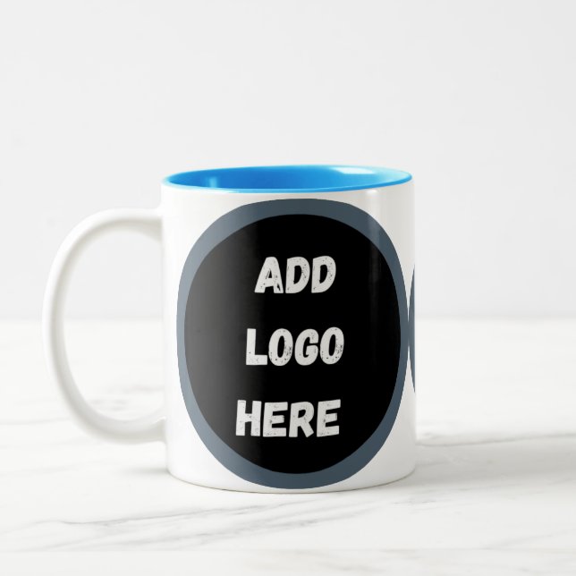 Create Your Own dark grey blue personalised Two-Tone Coffee Mug (Left)