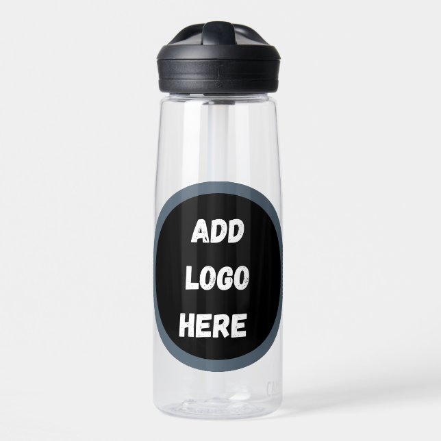 Create Your Own dark grey blue personalised Water Bottle (Front)