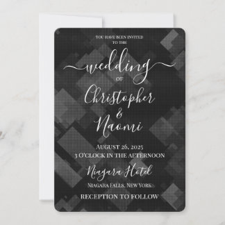 Create Your Own Dark Grey Geometric Wedding Invitation
