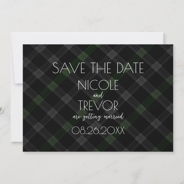 Create Your Own - Dark Grey Plaid Save The Date (Front)