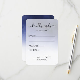 Create Your Own Dark Indigo Blue Cloud RSVP Card