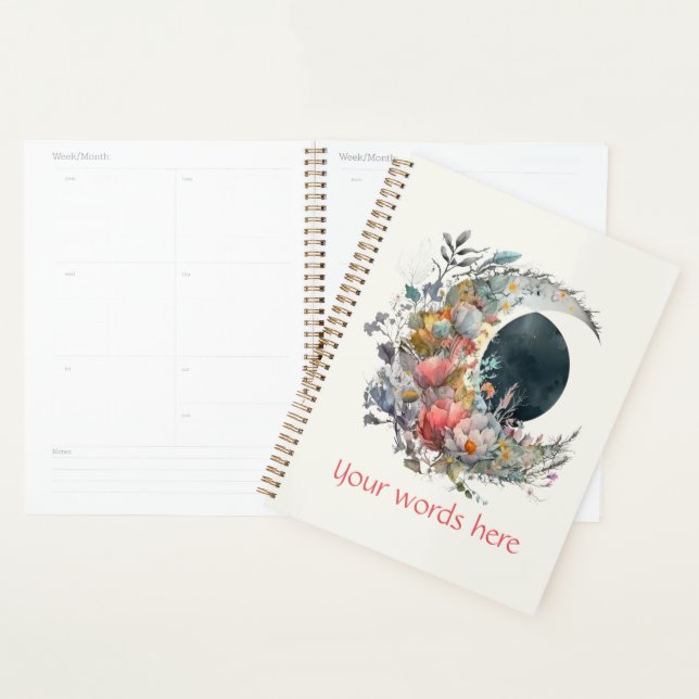 Create Your Own Dark & Light Floral Crescent Moon Planner (Display)