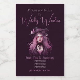 Create Your Own Dark Purple Witch Apothecary  Food Label