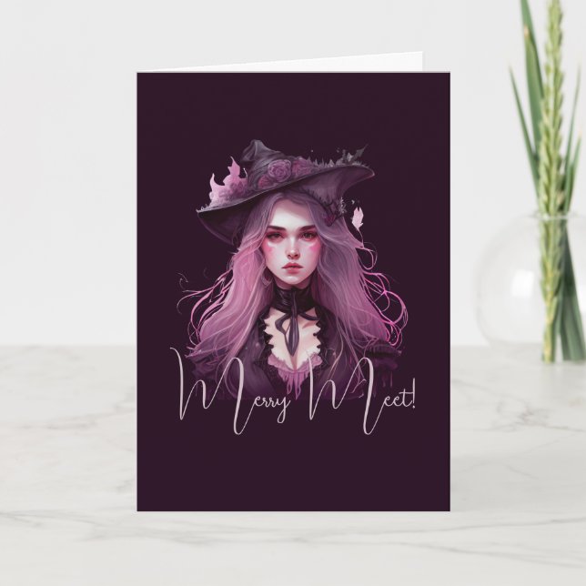 Create Your Own Dark Purple Witch  Card (Front)