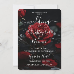 Create Your Own Dark Red Rose Closeup Invitation