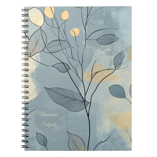 Create Your Own Deep Blue Floral Minimalist Notebook (Front)