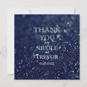 Create Your Own - Deep Blue Glitter Thank You Card
