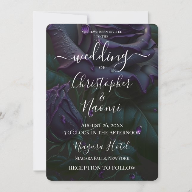 Create Your Own Deep Purple Rose Closeup Invitation (Front)