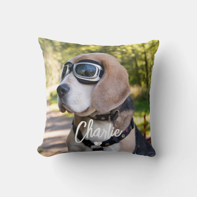 Create Your Own Dog Name Photo Cushion (Front)