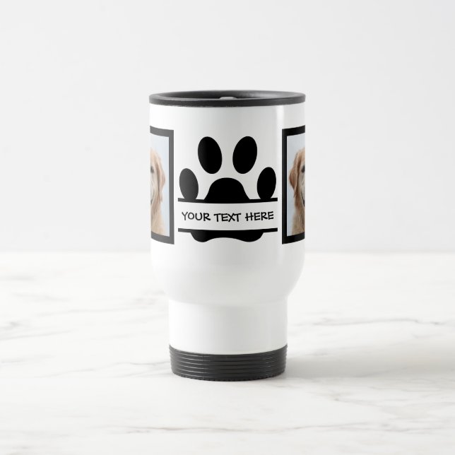 Create Your Own Dog Photo Paw Print  Travel Mug (Center)