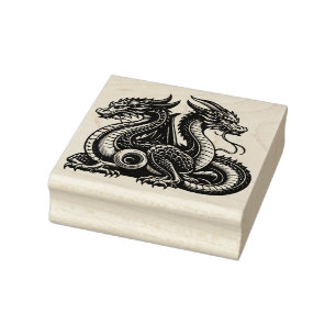 Create Your Own Double Chinese Dragons Rubber Stamp