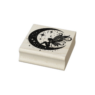 Create Your Own Dreaming Crescent Moon Fairy Rubber Stamp