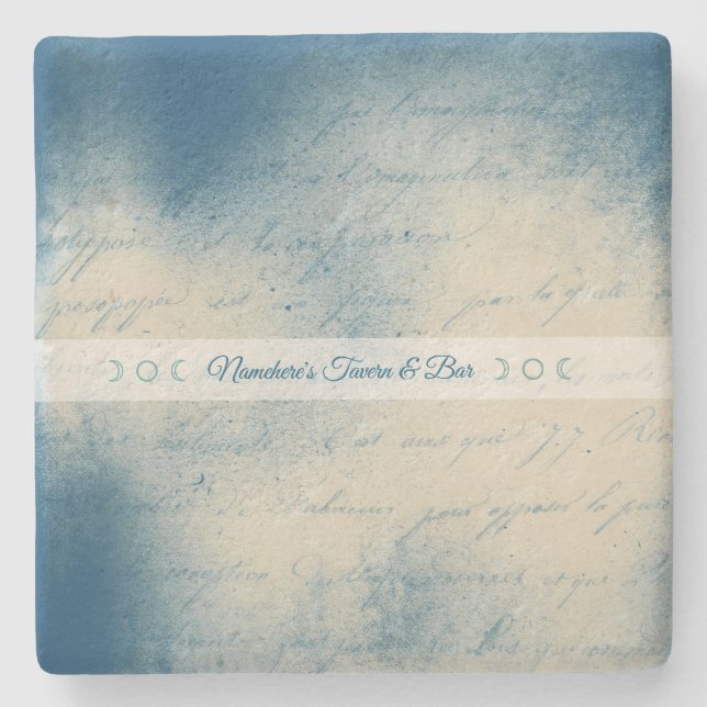 Create Your Own Dreamy Romantic Blue Love Letter Stone Coaster (Front)