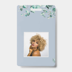 Create Your Own Dusty Blue Eucalyptus Leaves ID Badge