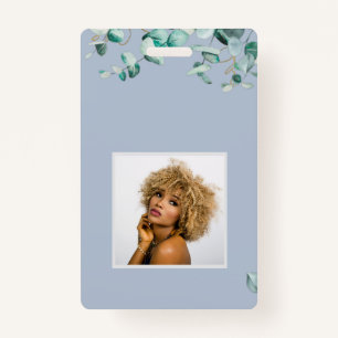 Create Your Own Dusty Blue Eucalyptus Leaves ID Badge