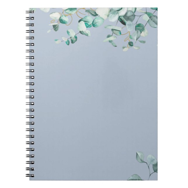 Create Your Own Dusty Blue Eucalyptus Leaves Notebook (Front)