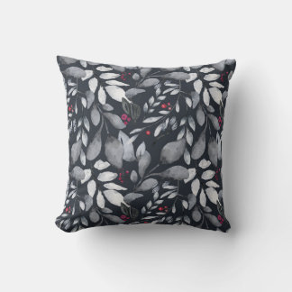 Create Your Own Elegant Black Tone Red Holly Cushion