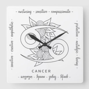 Create Your Own Elegant Black & White Cancer Square Wall Clock