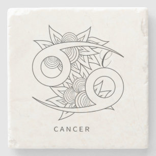Create Your Own Elegant Black & White Cancer Stone Coaster