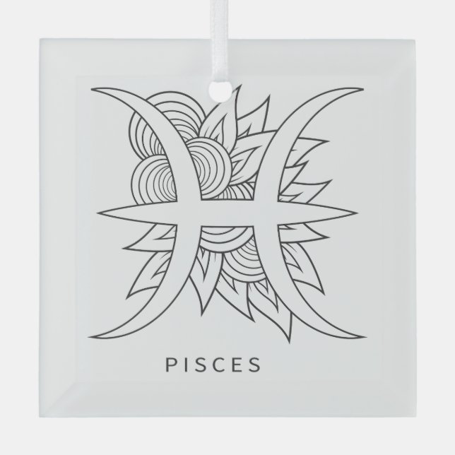 Create Your Own Elegant Black & White Pisces Glass Tree Decoration (Front)