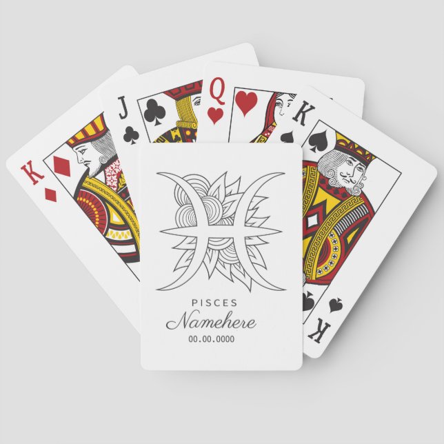 Create Your Own Elegant Black & White Pisces Playing Cards (Back)
