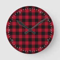 Create Your Own elegant buffalo plaid Hebrew Clock